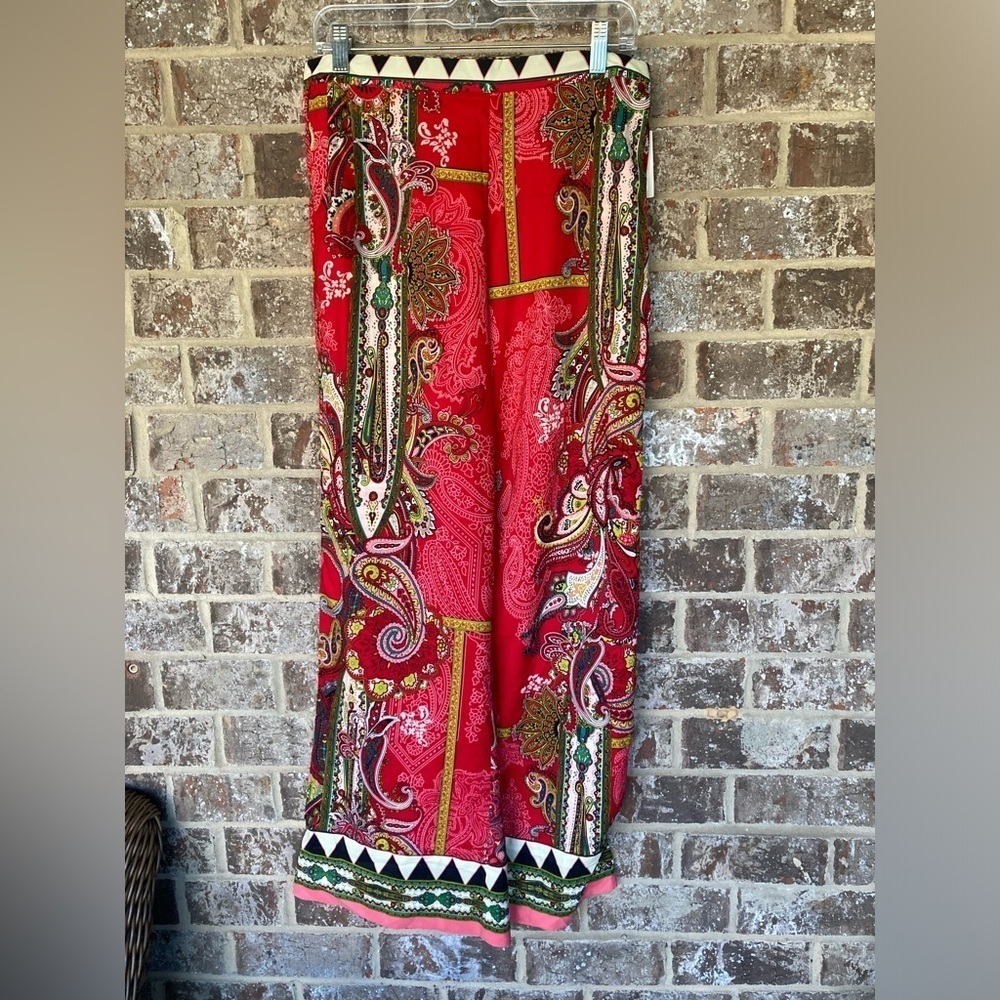 Beige Eci Bohemian Gypsy Flowy Hippie Vacation Cruise Paisley Palazzo NWT Size 6